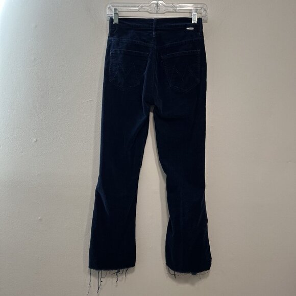 Mother Insider Crop Step Fray Pants in Navy Blue Corduroy Hopscotch Size 24 - Picture 5 of 10